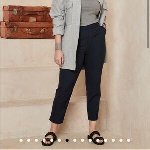 Banana Republic Black Pull On Straight Leg Trousers